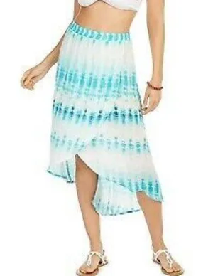 J Valdi TURQUOISE Tie-Dyed Swim Cover-up Skirt Medium thumbnail 1