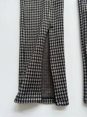Zara Houndstooth Black/Tan High Rise Skinny Trousers Size Large thumbnail 6
