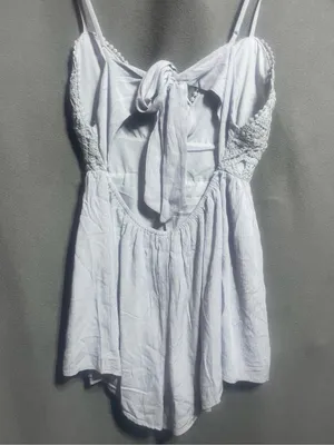 Love Tree White Lace Crochet Open Back Romper Boho Festival Size Large thumbnail 12
