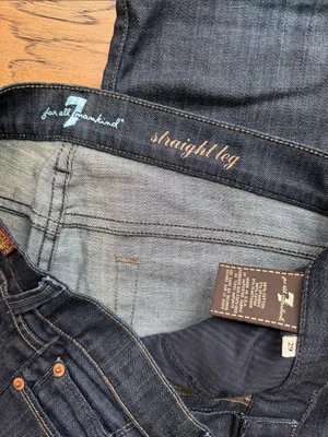 7 For All Mankind Straight Leg Dark Indigo Jeans thumbnail 2