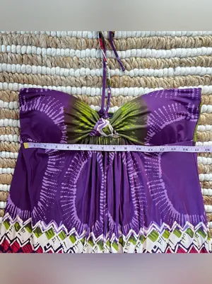 Y2K Rue21 Strapless Purple Halter colorful Sundress thumbnail 6
