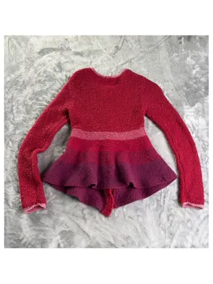 Free people pink purple gradient angora wool sweater knit peplum cardigan XS thumbnail 2