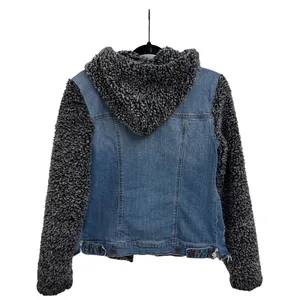 Maurice’s Fleece Sherpa Jean Denim Hooded Trucker Grunge Jacket Size Small thumbnail 2