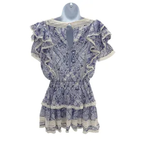 Olivaceous Floral Toile‎ Crochet Lace Tiered Ruffle Dress Cottagecore Small thumbnail 7