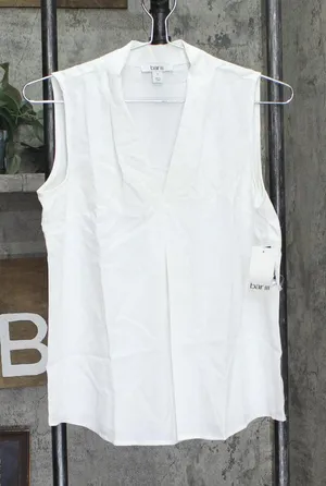 Bar III Womens Pleated Polyester Tank Top 10717600 White S thumbnail 1
