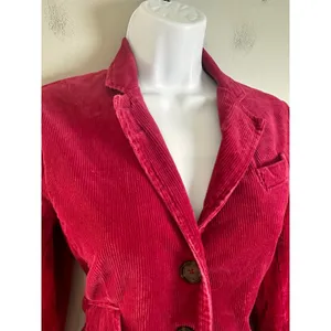 American Eagle Outfitters Red Corduroy Blazer Jacket Stretch Cotton‎ Small P S/P thumbnail 4
