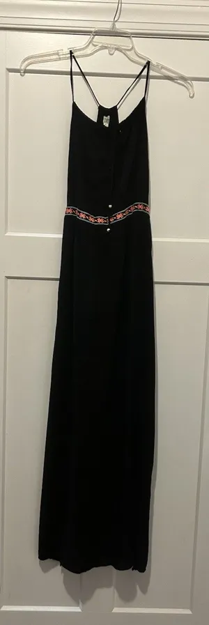 Umgee Black Halter Maxi Dress Women's Size Medium Sleeveless Boho Resort Vacay thumbnail 1