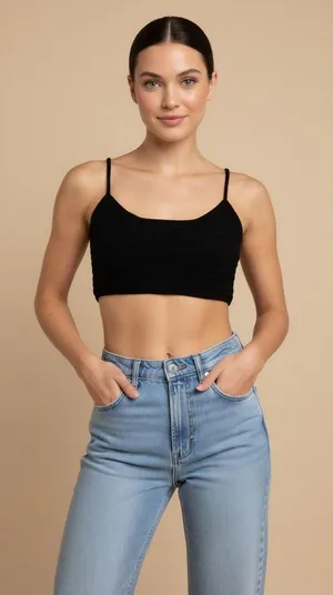 NWT SKIMS Cropped Cami Top Womens 4XL Black‎ Tie-Back Spaghetti Straps thumbnail 1