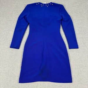 Ann Hobbs Dress Womens X-Small Blue Scoop Neck Bodycon Studded Zip Long Sleeve thumbnail 9