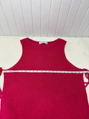 FREE PEOPLE‎ Lizzie Rib Side Tie Sleeveless Cotton & Linen Blend Sweater Size L thumbnail 8