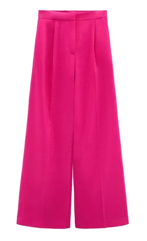ZARA Pants Wide-Leg Menswear Fuchsia S thumbnail 1