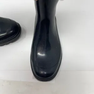 Burberry Wellington black tall rubber rain boots sz 35 thumbnail 6