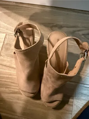 Merona Taupe Suede Open-Toe Espadrille Wedges thumbnail 2