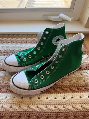 Green Converse All Star High Top Canvas Sneakers with White Accents thumbnail 2
