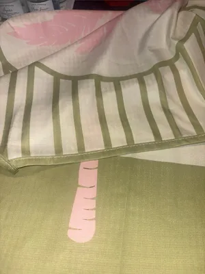 Shein Green & Cream Cabana Striped Pink Palm lightweight Beach Dress thumbnail 7