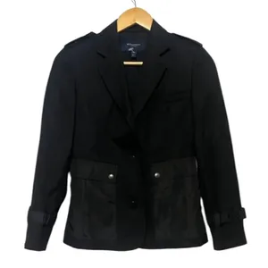 Burberry London Wool Blazer Nylon Pockets Black Womens 4 thumbnail 4
