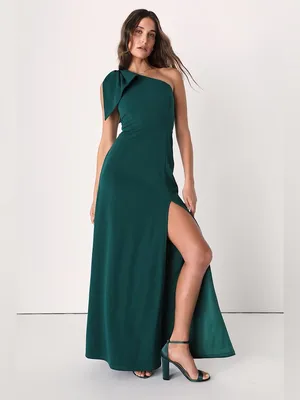 Lulus Revel in the Moment Emerald Green One-Shoulder Maxi Dress Size Large NWT thumbnail 2