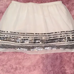 Abercrombie‎ Fitch White Sequin Embellished Skirt Size M thumbnail 5