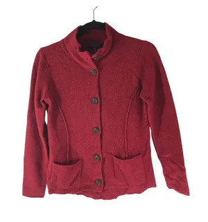 Eileen Fisher Womens Cardigan Jacket Red Size PP Wool Button-Up Petite thumbnail 1