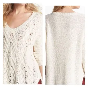 Free People Cross My Heart Vneck Sweater Women’s S Pullover Cream Grunge Boho‎ thumbnail 2