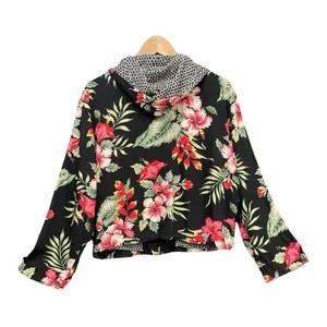 VTG Vanity Tropical Floral Beaded Shell Lightweight Zip Hoodie Jacket Size L thumbnail 4
