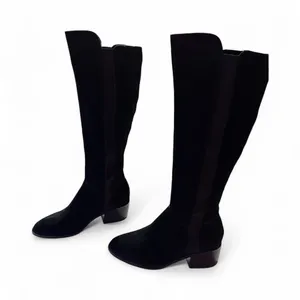Steve Madden Giselle Black Suede Leather Pull On Riding Knee High Boots Sz 7.5M thumbnail 3