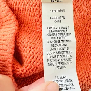 LL Bean Womens Sweater Medium Full Zip Cardigan Peach Mock Neck Cotton Outdoor‎ thumbnail 7