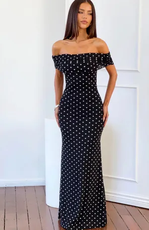Beginning Boutique Cole Black Polka Mesh Black Dress thumbnail 4