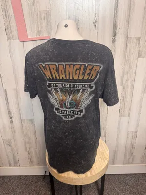 Wrangler Mineral Wash Cobra Graphic T-Shirt Mens L Charcoal Black Vintage Ride thumbnail 5