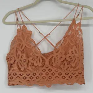 Free People FP‎ One Adella Bralette Terracotta Orange Lace Strappy Boho Small thumbnail 1