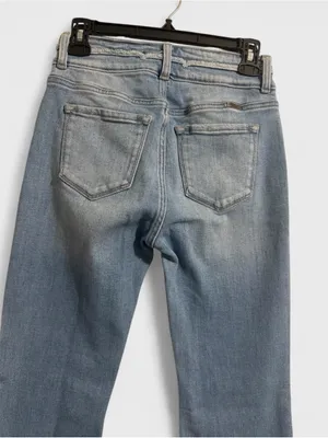 KanCan Faded Light Blue Flare Jeans with Frayed Hem thumbnail 5