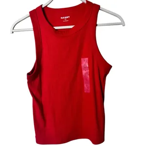 Old Navy Women's Fitted Red Crop Sleeveless Tank Top Sz L NWT thumbnail 2