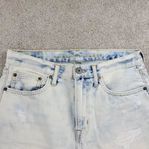 American Eagle Womens Shorts 31" Blue Denim Acid Wash Distressed Cut Off Bermuda thumbnail 6