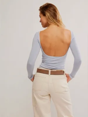 Free People Low Open Back Long Sleeve Layering Shirt Women’s Size XS - Small thumbnail 2