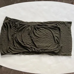 ENZA COSTA Silk Blend Knit Sleeveless Twist Ruched Midi Dress Army Green L $260 thumbnail 9