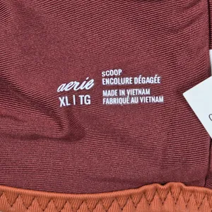 Aerie Scoop Bikini Top Brown Peach Trim V Neck‎ Plunge Size XL thumbnail 5