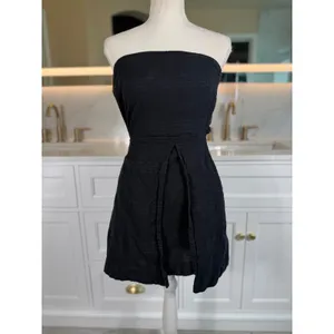 Free People Free-Est Romper Skort Womens Medium Black Tie Back Open Back Boho thumbnail 2