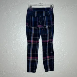 Anthropologie Women's Alicia Plaid Moto‎ Corduroy Zip High Waist Pants Size 27 thumbnail 3