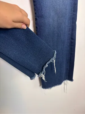 MOTHER The Outsider Ankle Fray Uncharted Waters Blue Denim Jeans thumbnail 7