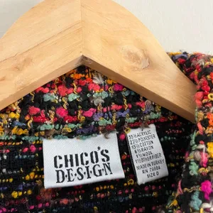 Chicos Tweed Jacket Colorful Textured Woven Blazer Preppy Chic S thumbnail 3