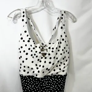 Beach Betty XL One Piece Swimsuit Polka Dot Black White Vacation Beach Pool‎ 734 thumbnail 2