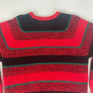 Vintage Striped Sweater Pullover Red Black Green Retro Hong Kong Bright Colorful thumbnail 5