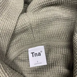 Aritzia TNA Olive Green Women's Knit Waffle Hoodie Size Large thumbnail 7