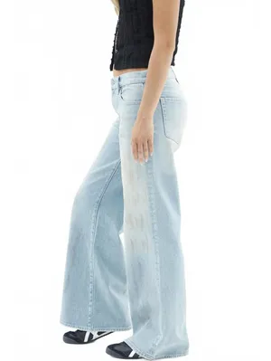 Pacsun Lena Low Rise Super Baggy Jeans Light Indigo Stained NWT Luca Size 25 thumbnail 4