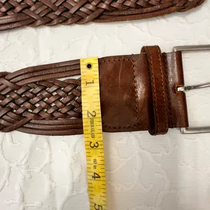 Leather Belt Braided Women's Size M Brown Retro Vintage Wide Flexible thumbnail 5