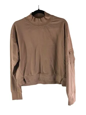 All In Motion Womens Brown Mock Neck Pullover Sweatshirt M Cotton Blend thumbnail 1