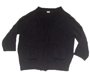 Anthropologie POL Women's Black Chunky Cable Knit Open Front cardigan Size‎ M thumbnail 1