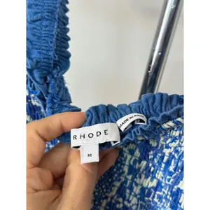 Rhode Mini Dress Blue Smocked Ruffle Strap Paisley Print Bodycon Sundress thumbnail 3