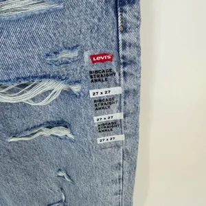 Levi's Ribcage Straight Ankle Jeans Womens 27 Light Wash‎ Distressed Button Fly thumbnail 4