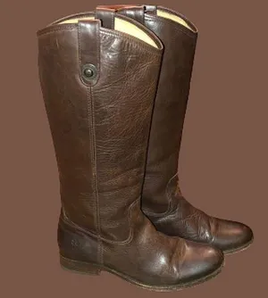 FRYE Brown Leather Mid Calf Campus Low Heel Smooth Shaft Western Boots Sz 9 thumbnail 1